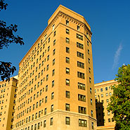 Bruce Hall houses 214 men and women, primarily first-year students, in four- and six-person suites. The building is named for the first chancellor after the University was renamed from the Pittsburgh Academy to the Western University of Pennsylvania.