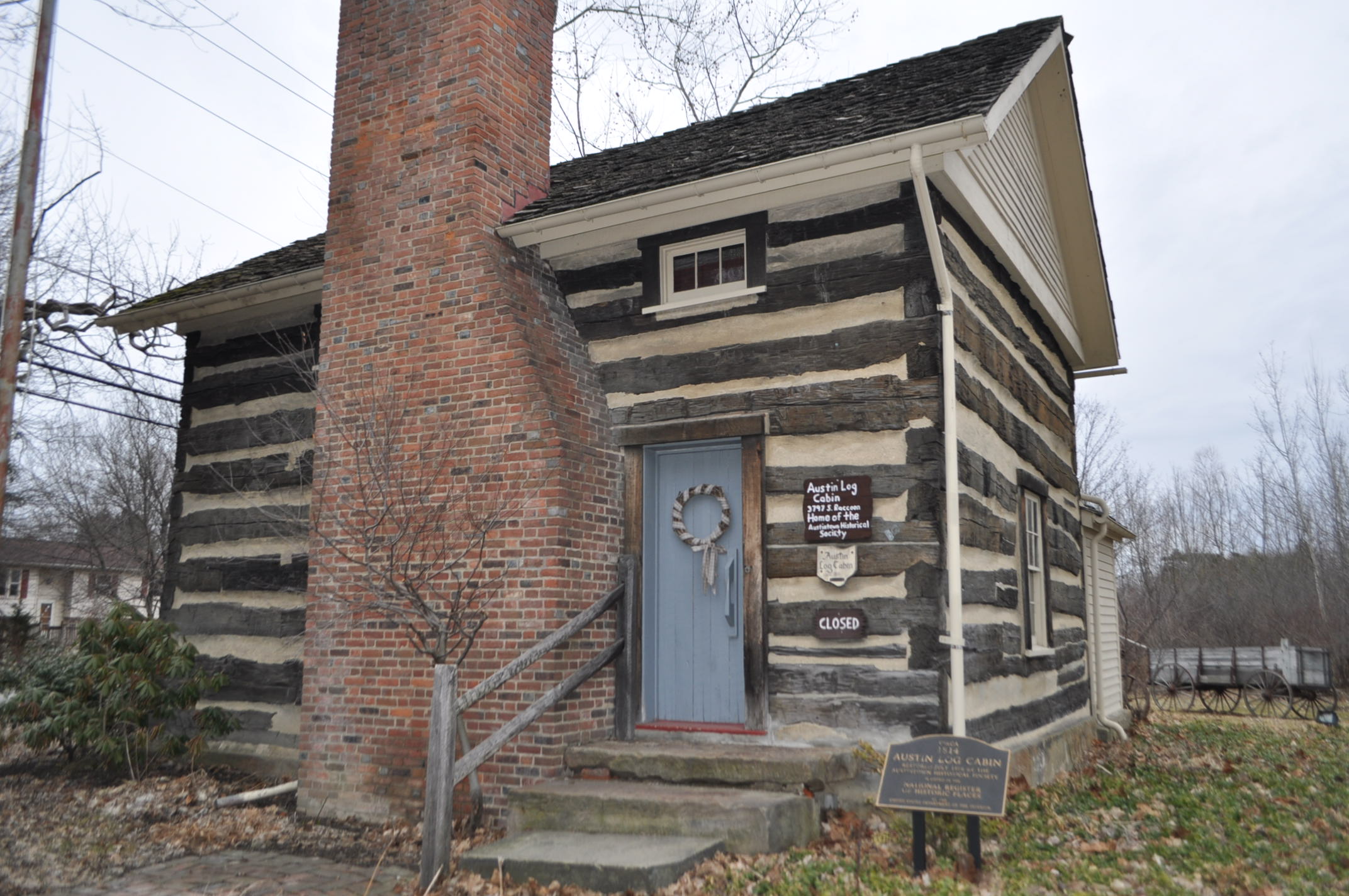 Austintown Log House is a log cabin near Youngstown, Ohio, listed on the National Register of Historic Places on 1974-07-30. It is managed by the Austintown Historical Society and commonly known as the 