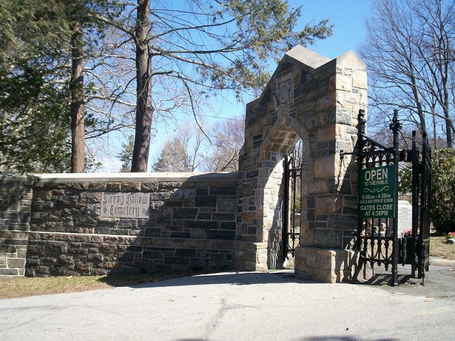 Sleepy Hollow Cemetery in Sleepy Hollow, New York, is the resting place of numerous famous figures, including Washington Irving, whose story 