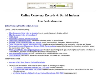 Online Cemetery Records & Burial Indexes (USA)